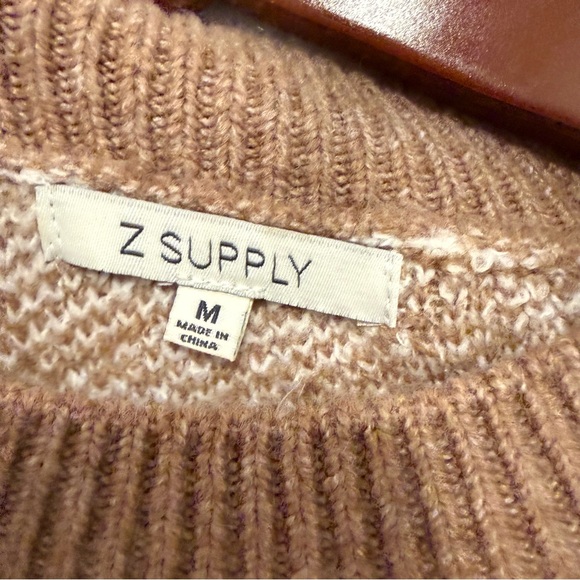 Z Supply Tory Plush Floral Sweater Brown & Cream Slightly Cropped Size Medium - Picture 6 of 7